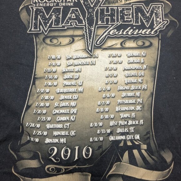 Rockstar Mayhem Festival 2010 Tour T Shirt Mens 2XL Hardest Show on Earth - Picture 3 of 5